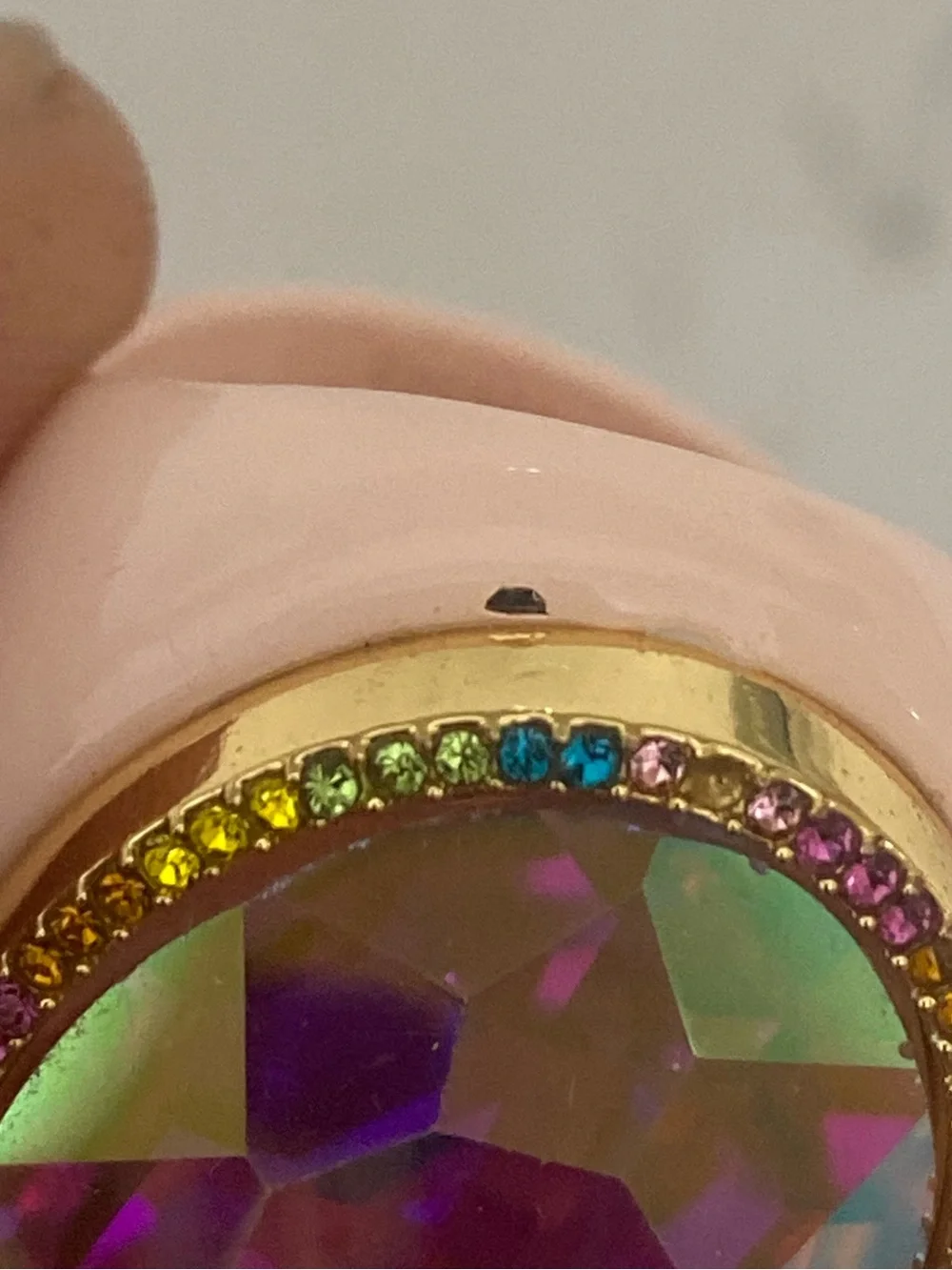 Kurt Geiger Oval Stone Cocktail Ring Pink Enamel Size 9